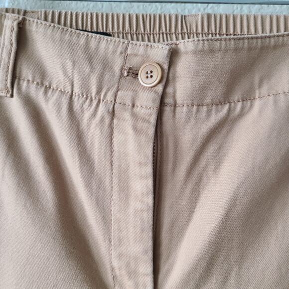 Talbots Jogger Pants SZ Medium Tan Khaki Cotton Lyocell Elastic Waist Pockets - Picture 4 of 12